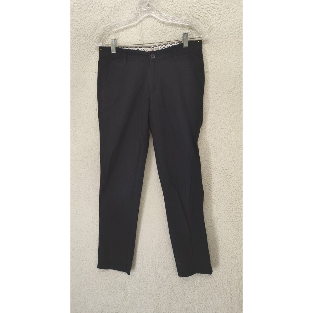 Fabindia Men Pants 30 Black 100%Cotton Slim Fit Flat Front Regular Chino Trouser